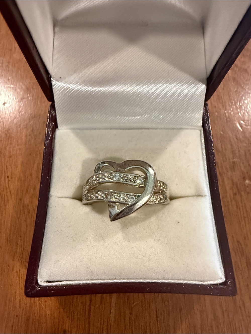 925 Sterling Silver Heart & Pavé Crystal Ring